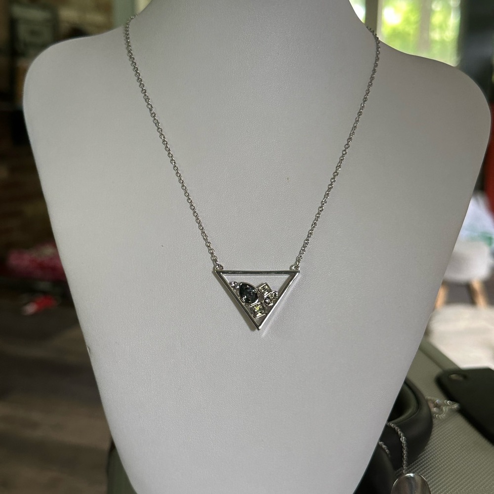 Touchstone Crystal Triangle Necklace NWOT